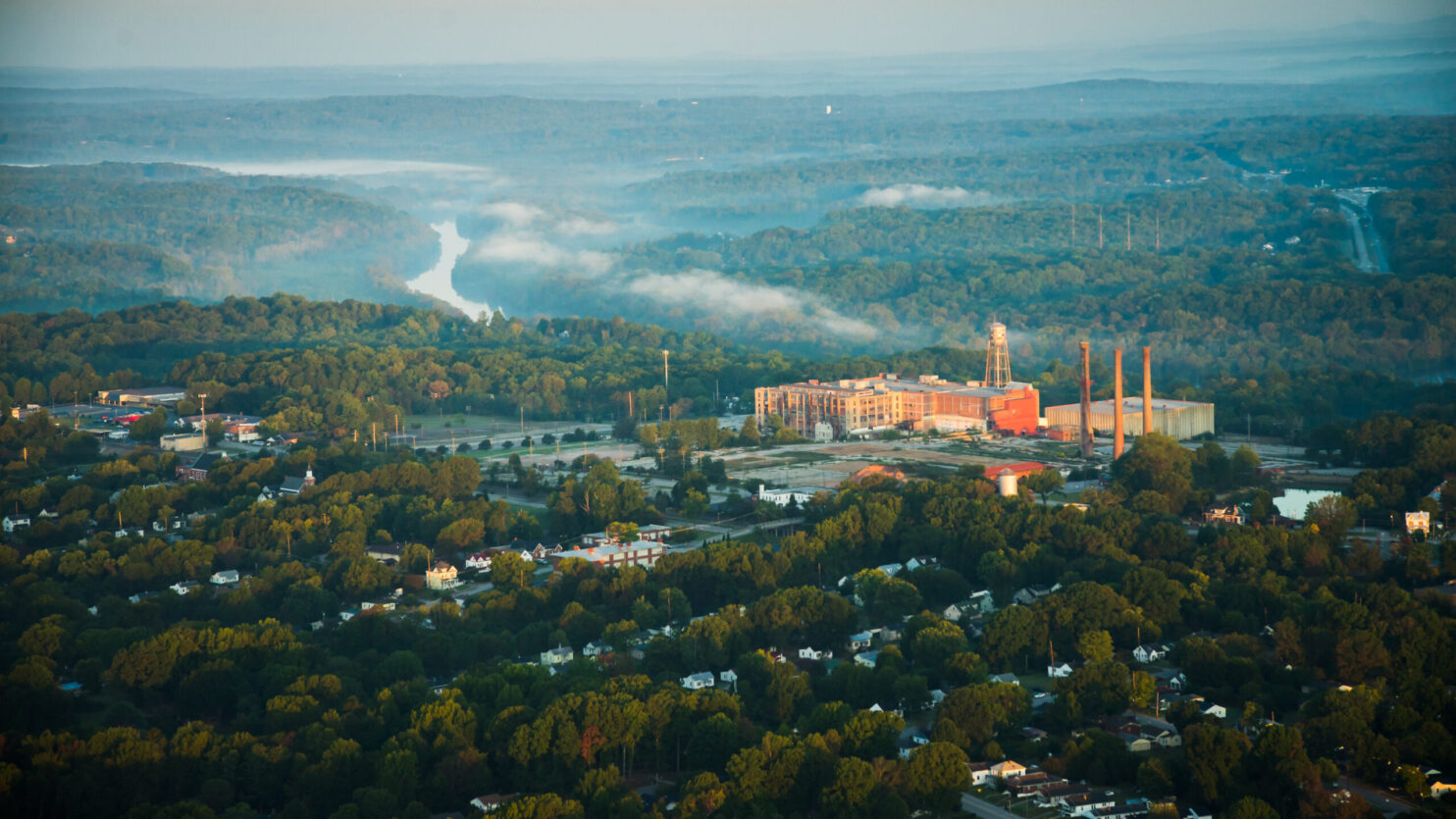 Aerial photographs of Danville,VA,old cotton mills and the Danville